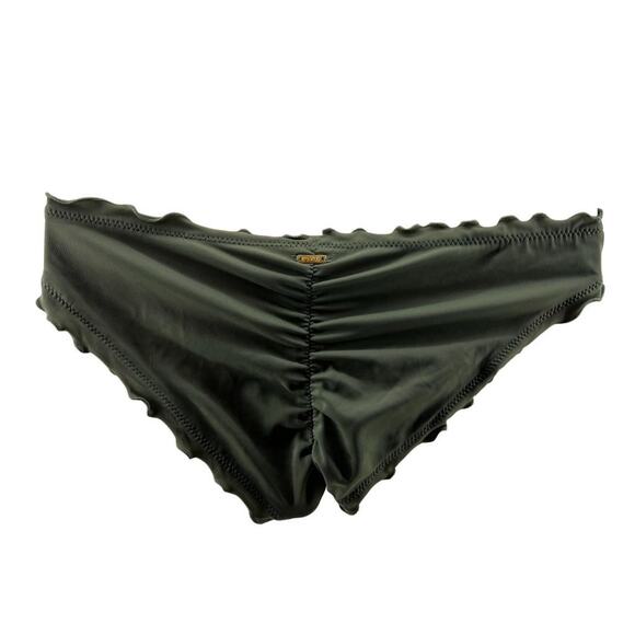 Victoria's Secret PINK Olive Green Ruched Ruffled Ruffle Mini Bikini Bottom S - Picture 5 of 5